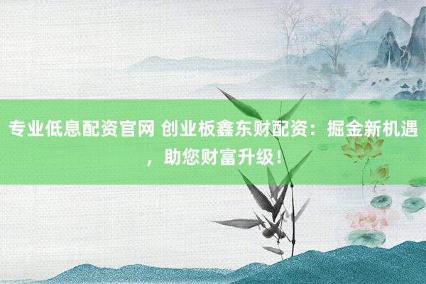 专业低息配资官网 创业板鑫东财配资：掘金新机遇，助您财富升级！