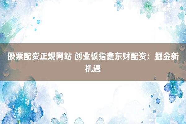 股票配资正规网站 创业板指鑫东财配资：掘金新机遇